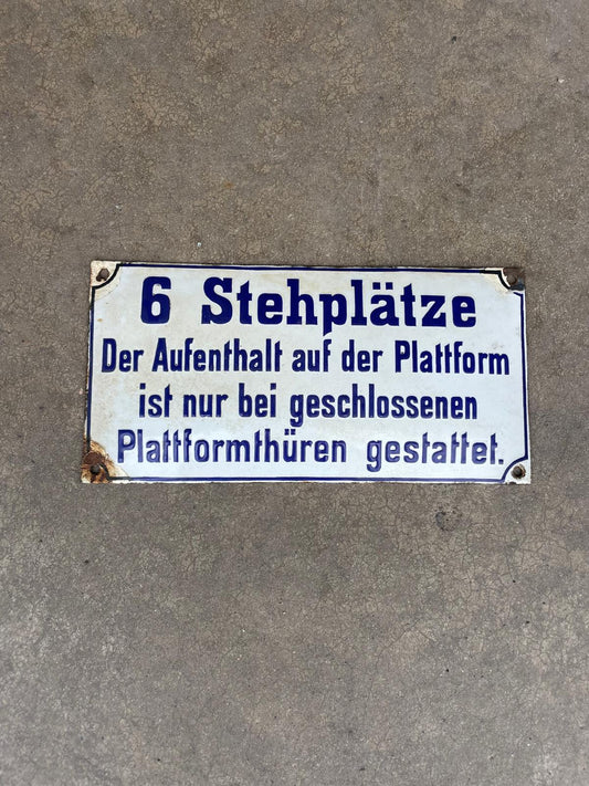 German Train Station Enamel Sign